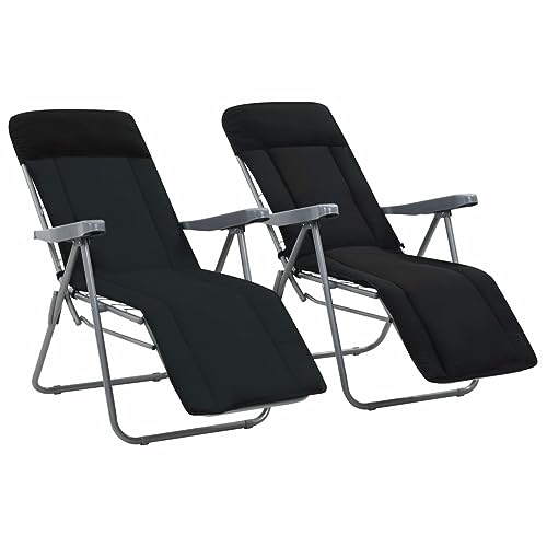Camerina Klappbare Gartenstühle mit Polstern 2 STK. Schwarz TerrassenstüHle CampingstüHle Set Klappbar StüHle FüR DraußEn BalkonstüHle