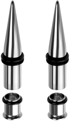 ANAZOZ Ohr Plug 9mm, Ohr Expander Tunnel Edelstahl 4er Set Dehnstäbe Tunnel Damen, Ohr-Stretching Ohrringe Silber