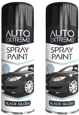 SDMAX All Purpose Black Gloss Spray Paint, Gloss Finish, Suitable for Wood, Metal, Plastic, and, Glass Surface, Easy and Quick Spraying, Interior and Exterior Usage, 250ML (2 Pcs)