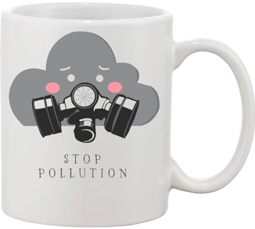 Functon+ Mug en céramique Stop Polluting Cloud avec masque Blanc