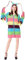 LIKUNGOU Farbiges Pinata Kostüm Geschichtete Fransen Kapuzenkleid Mexican Pinatas Zip-up Jacke Halloween Karneval Fiesta Outfit Erwachsene (XL)