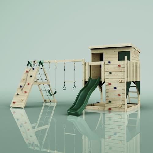 PolarPlay Spielturm Aksel aus Holz in Grün Trapezstange