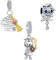 Rimgoris 925 Sterling Silber Charm-Damen-Armband-Halskette, Bachelor-Mütze, Abschluss-Studenten, Eule, Arzthut, Blumen, Edelstein-Charm, Damen-Armband-Charm, 3er-Pack