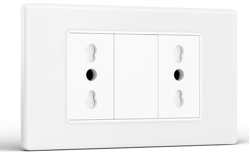 BSEED Presa, Prese Elettriche da Muro Doppia Presa 118mm, Spina Italiana per Ufficio Casa, Bianco