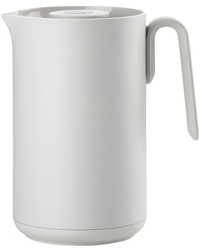 Zone Denmark Singles Isolierkanne – Thermoskanne mit innenliegendem Glaseinsatz – Warmhaltekanne für Kaffee und Tee – 1 Liter – Warm Grey (Grau)
