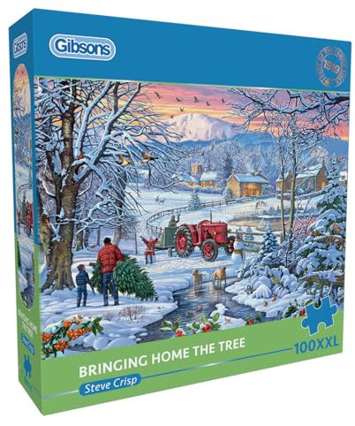 Gibsons Bringing Home the Tree 100XXL Piece Jigsaw Puzzle | Family Christmas Winter Traditions | Extra Large Piece Puzzle | Sustainable Jigsaw Puzzle for Adults | Great Gift | Gibsons Games