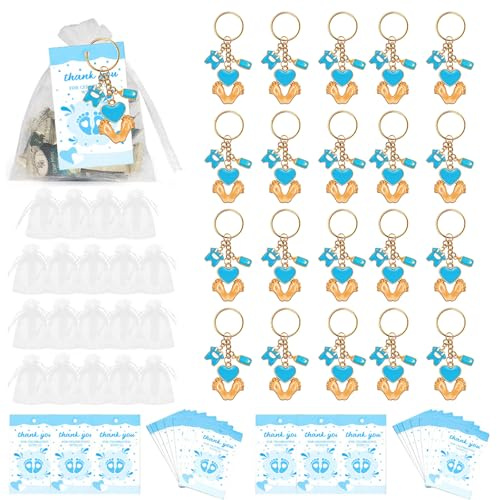 Yawdil 20-teiliges Baby-Fußabdruck-Schlüsselanhänger-Set für Baby-Partys, Partyzubehör, Neugeborene, Gast-Schlüsselanhänger, Rückkehr-Souvenir