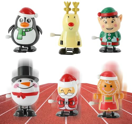 Giocattoli a Carica Manuale Natalizi, 6 Pezzi Personaggi a Molla Riempimento del Calendario dell'avvento Calze Natale Feste Regali, Natalizia Giocattolo per Carica Regalo per Neonati Bambini Adulti