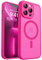 CANSHN Magnetic Compatible with iPhone 13 Pro Case(6.1 Inch), Upgraded [Full Camera Protection] [Compatible with Magsafe] [Translucent Matte] Shockproof Protective Phone Case Cover - Hot Pink