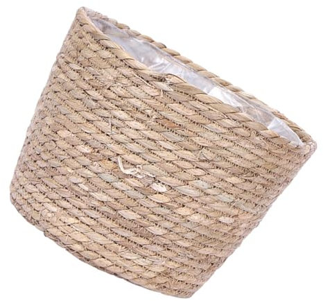 Happyyami Panier à Plantes D’intérieur Tressé en Rotin Grand Format Doublure, Panier Rond en Osier pour Décoration Maison, Jardinière Polyvalente Et Robuste en Jonc De Mer