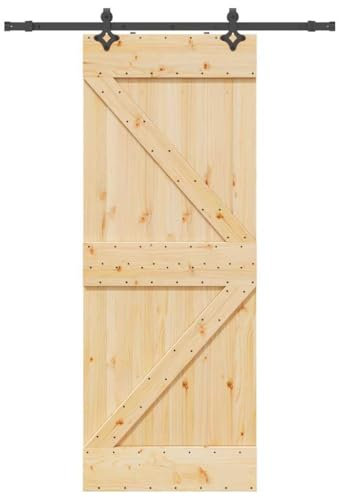 vidaXL Puerta corredera con herrajes madera maciza de pino 80x210 cm