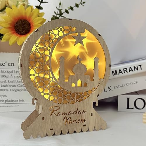 DONGZQAN Ramazan Dekor Ramadan Deko Laterne, 3D Mond Und Sterne Eid Mubarak Ramazan Dekor Laterne, Ramadan Geschenke Lichtdekoration für Das Ramadan-Fest
