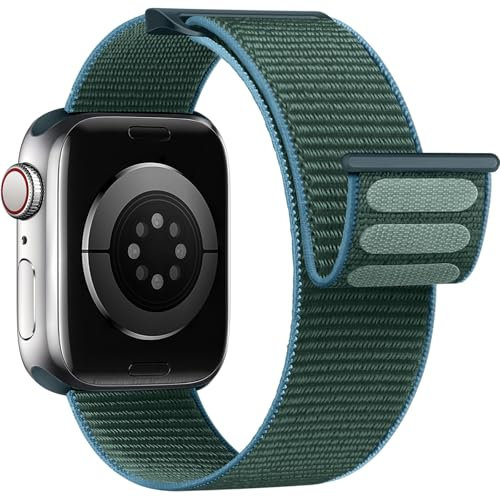 Yoohoo Nylon Straps Compatible with Apple Watch Straps 38mm 40mm 41mm 42mm(Series 10) Women Men,Upgraded Soft Nylon Strap Replacement Watch Bands for iWatch Series 10 9 8 7 6 5 4 3 2 1 SE/Lake Green