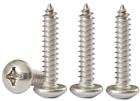 EBAIJQUO M6*60mm Phillips Pan Head Wood Screws 304 Stainless Steel Self-Tapping Screws Full Thread for Construction & Carpentry(15pcs)
