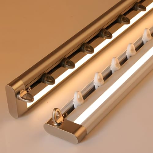 LED-Vorhangschiene Mit Verstellbaren Lichtern, Leise Aluminium Vorhang Schienen Set, 1.0/1.5/2.0/2.5/3.0/3.5/4.0/4.5/5.0M Deckenschiene Für Vorhänge, Raumteiler Vorhangstangen(Size:2.0M,Color:weiß)