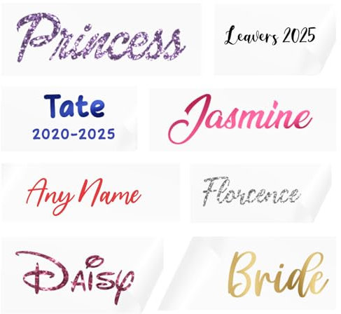 Custom Iron On Vinyl Stickers | 23 Colours | Perfect for T-Shirts, Clothing, Home Décor, Gifts | Iron On Vinyl Decal | Organising Labels | Personalised Iron on Decals | Calligraphy Stickers