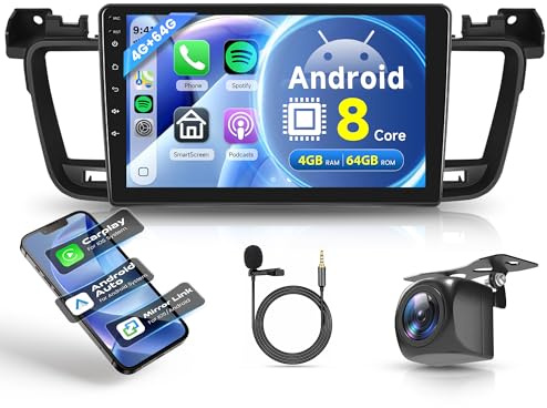 6G+128G 8 Core Android 15 Autoradio für Peugeot 508 2011-2018 Wireless Carplay Android Auto Navi GPS WiFi 9 Zoll Touchscreen Autoradio mit Mirror Link Bluetooth FM/RDS/DSP EQ/USB/SWC Rückfahrkamera