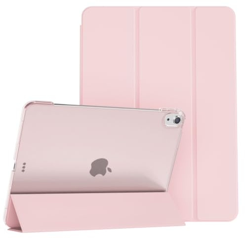 SQQSOOZ Translucent Case for iPad Air 11-inch, Air 5th/4th Gen, Pink | Slim Smart Cover with Hard PC Translucent Back, Supports Apple Pencil Charging, Auto Wake/Sleep, for iPad Air 11 M4/M3/M2
