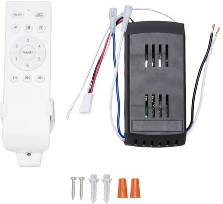 CHICIRIS Kit de Control Remoto para Ventilador de Techo, Receptor de Controlador de Luz de 6 Velocidades con Temporizador, Material ABS para Reemplazo, Fácil Configuración, Resistente Al