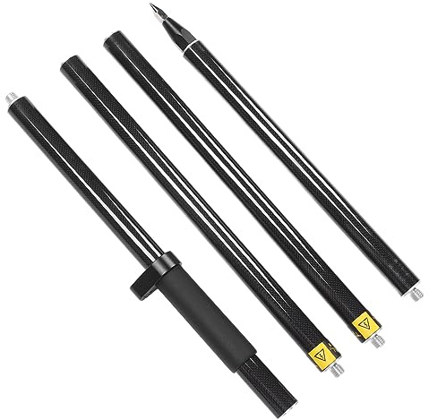 Jelquix Survey Prism Pole Burbuja de Nivel de Fibra de Carbono Liviana de 4 Secciones para Medición del Suelo, 2 Metros, Adecuada para Pruebas de Túneles y Metros