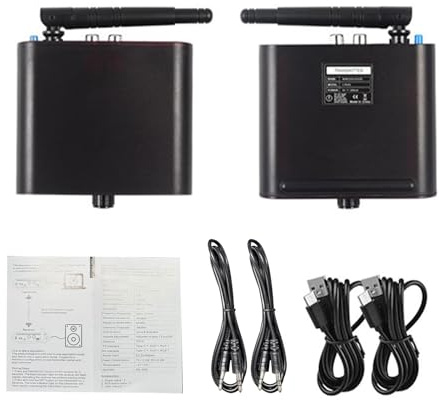 TIKATARER Wireless Transmitter Receiver, 100m Under 15ms Low Latency 24bit 192KHz Wireless Sound Adapter with 1 to 8 Kit, Ideal for TV Soundbar & Powered Speaker