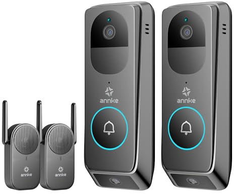 ANNKE Video Doorbell Dual Cameras with Delivery Guard 2K 3MP Full HD Wireless Video Doorbell Camera, 190° Ultra-Wide, 9000mAh Rechargeable Battery, 2-Way Audio, PIR Motion Detection, IP65(2pcs)
