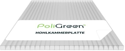 5X Hohlkammerplatten 4mm Polycarbonat 1200x700 mm – Doppelstegplatten Gewächshausplatten, Transparent, UV-beständig, zuschneidbar - PoliGreen®