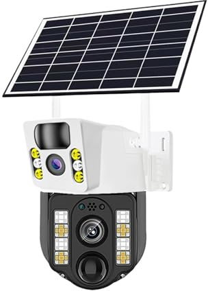STRAFBRG Telecamera IP 4K 8MP a doppia lente, solare, 4G, WiFi, batteria wireless, bassa potenza, rilevamento del movimento PIR, videosorveglianza CCTV esterna,Tranquillità sempre(WiFi Cam No Card)