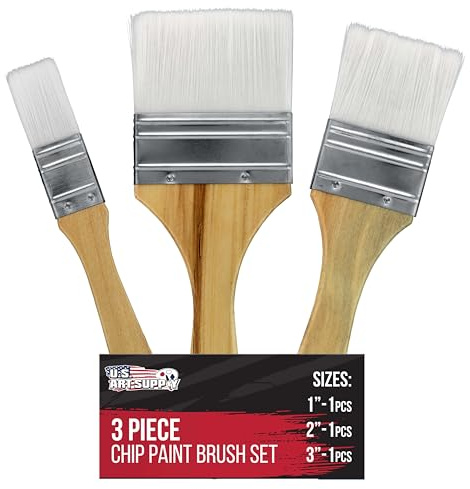 U.S. Art Supply 3 Pack of Variety Size Synthetic Bristle Paint, Chip and