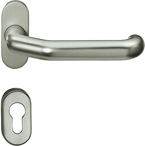 Marchesi Edelstahl-Drückerganitur Marco auf ovaler Rosette | Rohrrahmen | 1 Garnitur | Niro | Inox