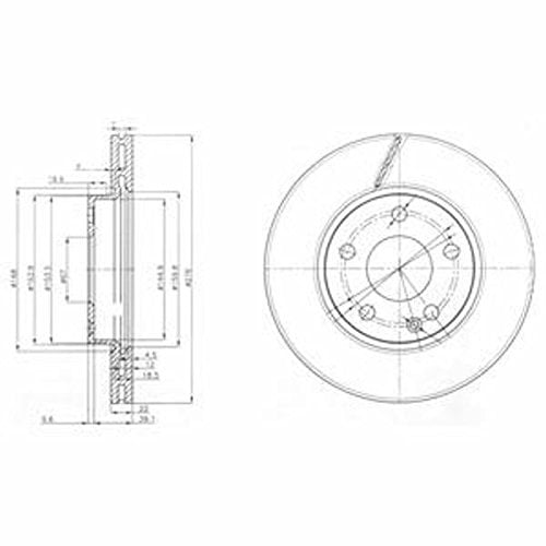 DELPHI 2x Bremsscheibe Vorne Ø276mm Höhe: 44,7mm Dicke: 22mm Belüftet BG3845C