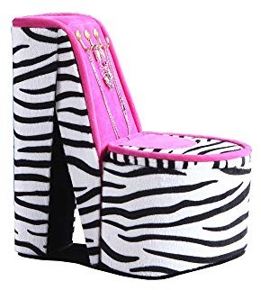 ORE International HBB1824 High Heel Shoe Display With Hooks Jewelry Box, Zebra Print