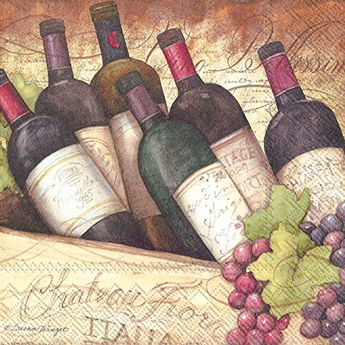Boston International IHR 3-Ply Paper Napkins, 20-Count Lunch Size, Vino Bellisimo
