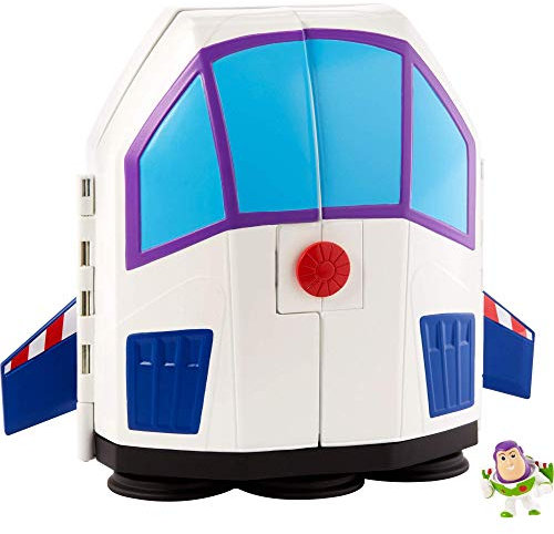 Disney Pixar Toy Story 4, Coffret Carnaval Buzz l'Éclair pour Contenir Jusqu'à 15 Mini-Figurines, Buzz l'Éclair Articulé Inclus, Jouet Miniature, GCY87
