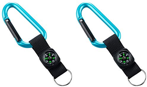 munkees 2 x Schlüsselanhänger Karabiner-Haken mit Band + Kompass, 3228, Blau, Doppelpack, 322869
