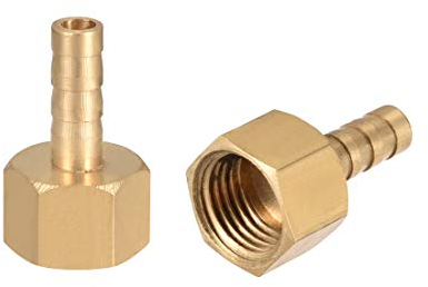 sourcing map Brass Hose Barb Fitting Connector, 6mm Barb G1/4 Female Thread Pipe Adapter, 2Pcs