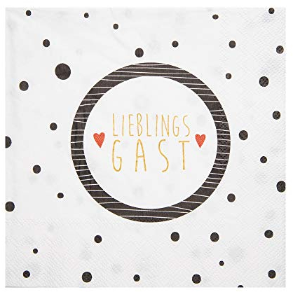 Räder - DINING - Serviette/Papierserviette - Lieblingsgast -Weiß/Schwarz - 33x33cm
