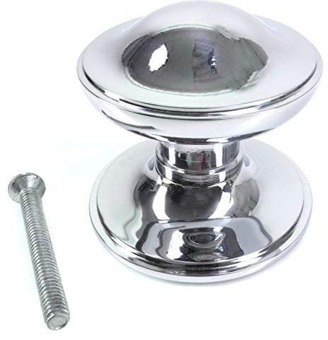 Polished Chrome Centre Knob - 70mm Round Fixed Door Pull
