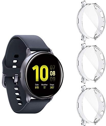 Diruite 3-Pack for Samsung Galaxy Watch Active 2 40mm Screen Protector Case, Soft Plated TPU All-Around Protective Bumper Cover Case for Samsung Active2 40mm (Not Fit for 44mm)-Clear+Clear+Clear
