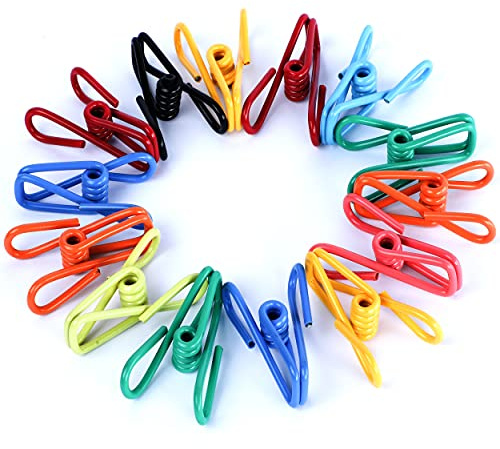 Riveda 30 Pack Assorted Chip Bag Clips Utility - PVC 2 Inch Coated Colorful Sealer for Sealing Food - Paper Holder, Clothesline Clip for Laundry Hanging, Kitchen Bags, Multipurpose Clothes Pins