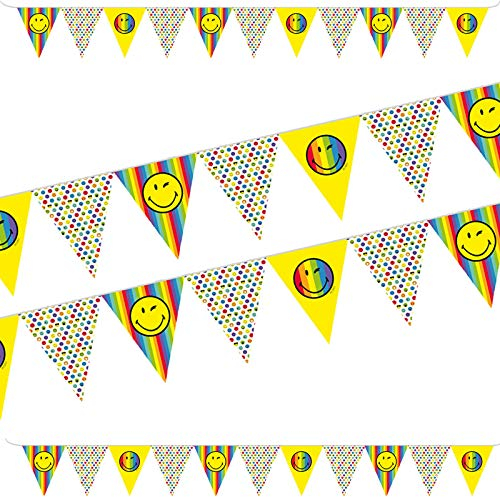3,3m Wimpelkette * Smiley World 2 * aus Papier als Deko für Kindergeburtstag und Party | Girlande Banner Emojis Comic Smily Kinder Geburtstag