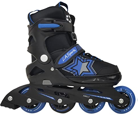 Inliner Skate Soft Kinder Jugend Damen Größenverstellung 5 Größen verstellbar (37-41, Stars blau)