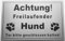 Warnschild Achtung Freilaufender Hund, Tor geschlossen halten, Schild Hundeschild Silber (15x10cm Selbstklebend)