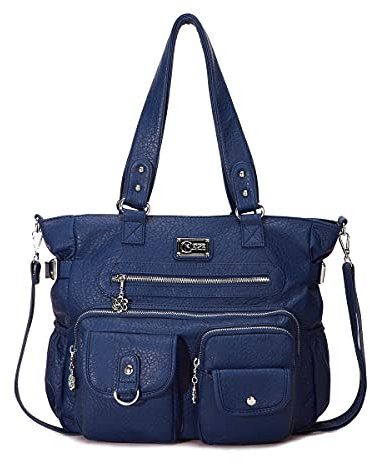 KL928 Handtasche Damen Tasche Umhängetasche Schultertasche Damentaschen gross für Damen Frauentasche PU Leder Damenhandtasche mit vielen Fächern (blue)