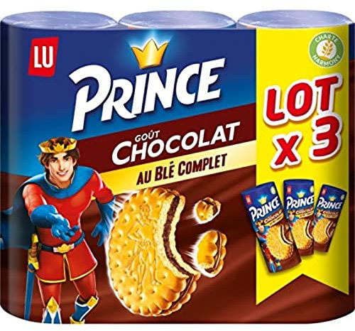 Lu Prince - Galletas rellenas de chocolate para niños, 3 x 300 g