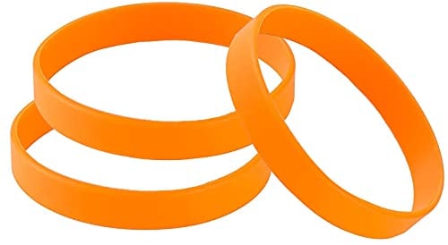 THXIY 100 Stück Silikon Armband Universal Armbänder Blank Gummi silikonarmbänder für Männer Frauen Orange
