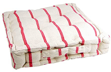 Deko Kissen 40x40 cm - gestreift St. Tropez - maritimes Kissen, Kissen maritim, Bootskissen, Gartenkissen, Stuhlkissen, Sofakissen (rot/beige gestreift Sitzkissen 45x45x10)