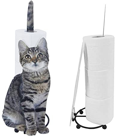 WINBST Papierrollenhalter,Metall Katze Papier Papier Handtuch Halter, Dekorativer Küchenrollenhalter und Toilettenpapierhalter 15.5 * 15.5 * 44.6cm