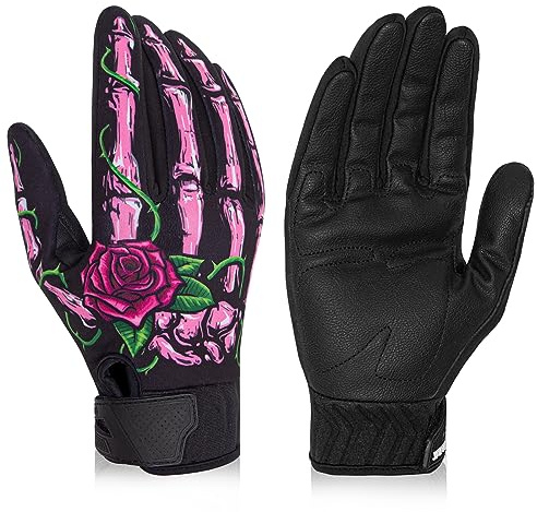 RIGWARL Winter Motorcycle Gloves Women, Warm Pink Gloves for Cold Weather Thin with Touchscreen, Thermal Cycling Glove Gift for Drving Runing Camping Hiking Bike Walking Skiing Snow