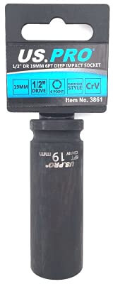 US PRO Single 19mm Deep Impact Socket Metric 1/2 Drive 3861